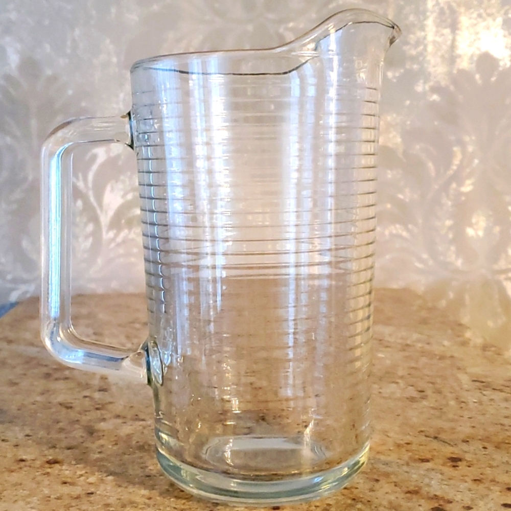 Ribbed glass pitcher from Italy